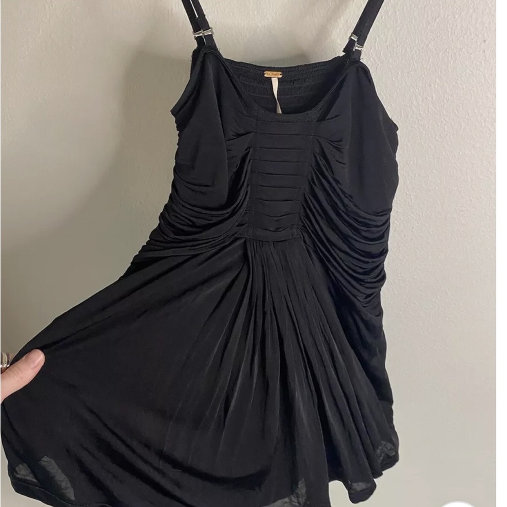 Free People Ruched Spaghetti Strap Top Black